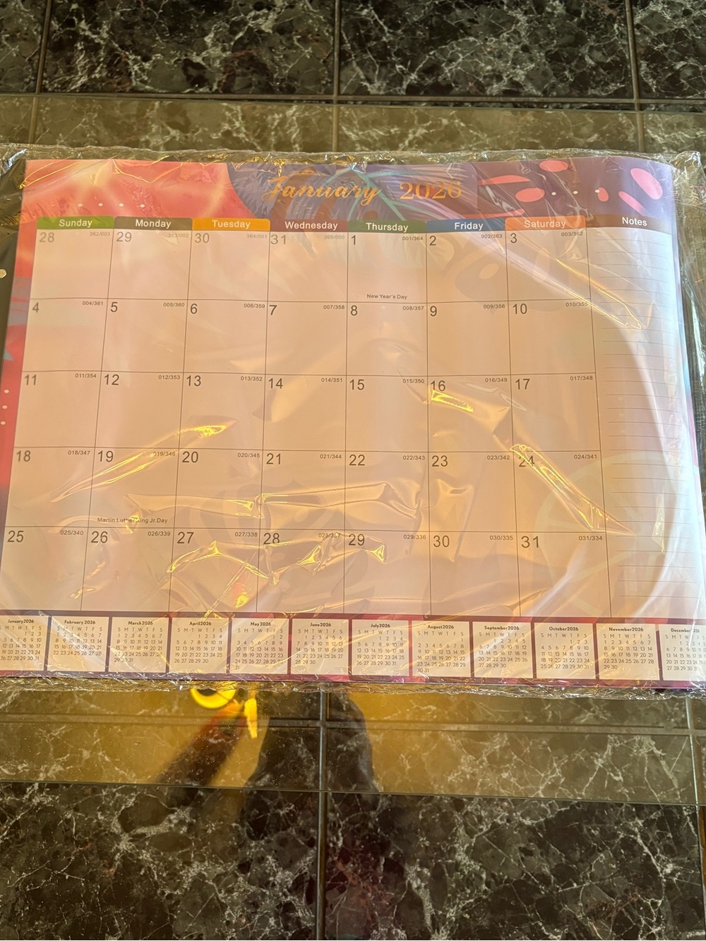 Desk Calendar NWT 18 months Runs From January 2026 - June 2027/Waterproof Cover!